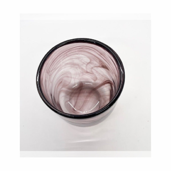 Two Handblown Amethyst Purple Art Glass Glasses or Votives Smoke Swirled Candle - Picture 5 of 5